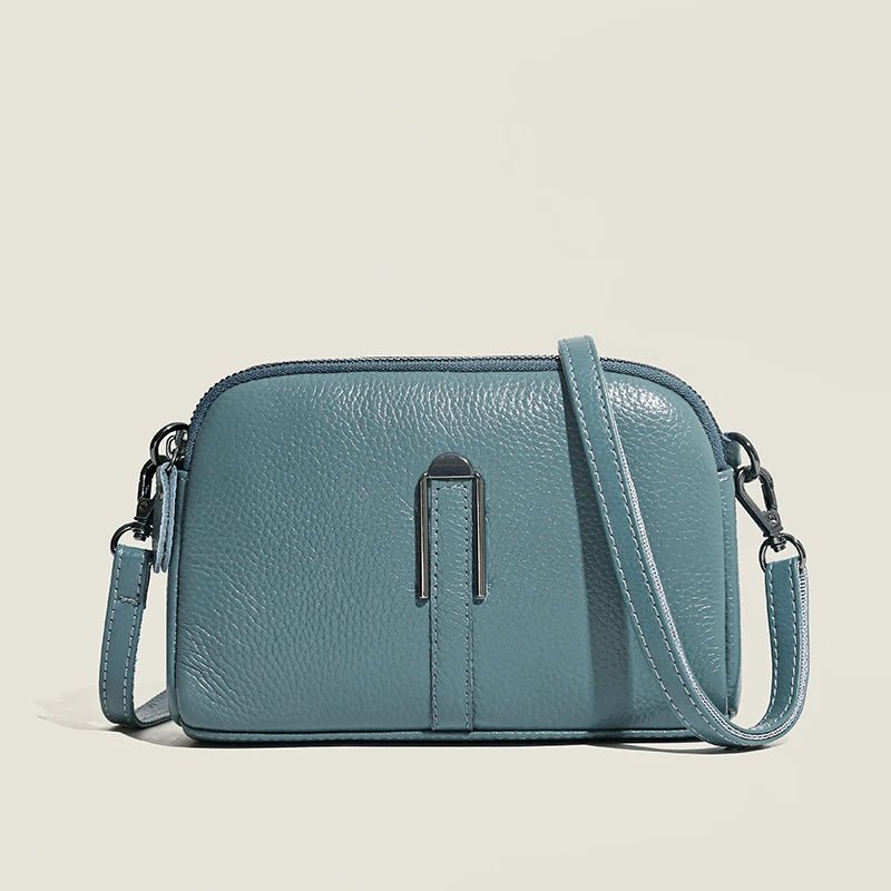 Double-Zip Crossbody Bag | Compact PU Leather | Teal Everyday Style