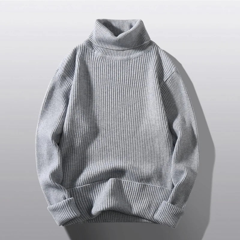 Men's Ribbed Turtleneck Sweater | Soft Knit Pullover | Minimalist Fall Layering Piece