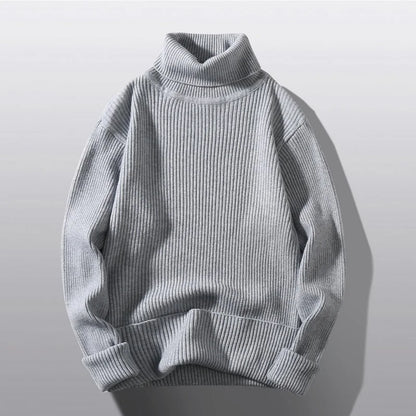 Men's Ribbed Turtleneck Sweater | Soft Knit Pullover | Minimalist Fall Layering Piece
