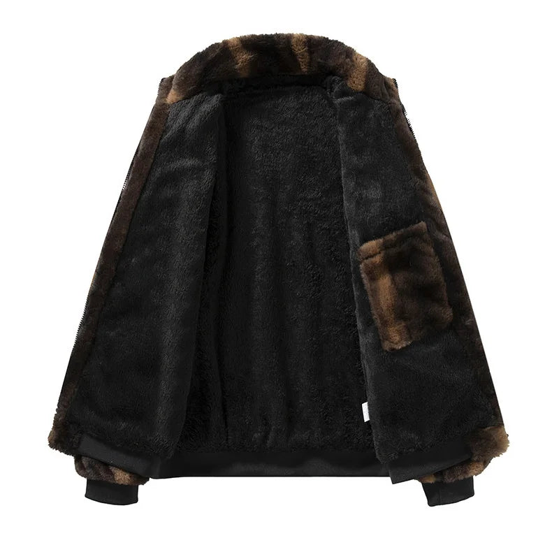 Men’s Faux Fur Jacket | Oversized Plush Fit & Ribbed Trim | Cold Weather Statement