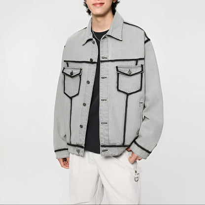 Contrast Stitch Overshirt Jacket | Wool Blend | Relaxed Fit