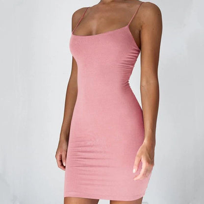 Bodycon Mini Dress | Spaghetti Strap Stretch Dress | Sleek Summer Clubwear