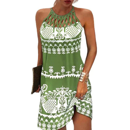 Tribal Print Sleeveless Dress | Strappy Neckline | Easy A-Line Fit