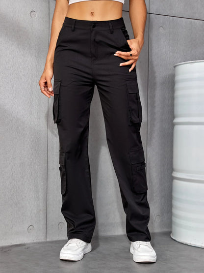 High-Waisted Cargo Pants | Functional Pocket Design | Lightweight Fabric | Everyday Wear