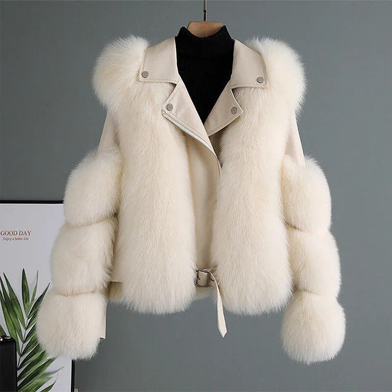 Faux Fur Biker Jacket | Luxe Layering Piece | Belted Design | Winter Glam