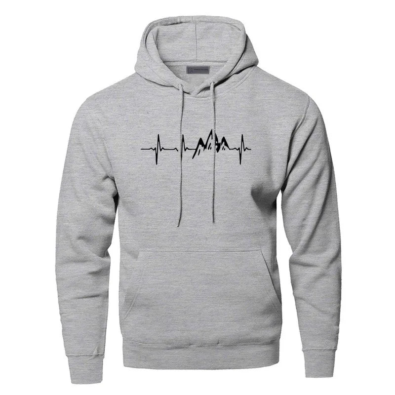 Men's Graphic Hoodie | Mountain Heartbeat Print | Midweight Fleece Pullover