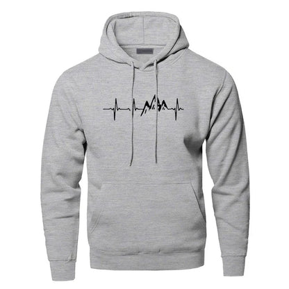 Men's Graphic Hoodie | Mountain Heartbeat Print | Midweight Fleece Pullover