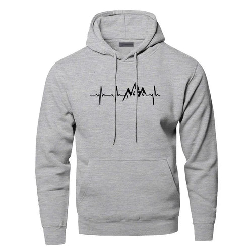 Men's Graphic Hoodie | Mountain Heartbeat Print | Midweight Fleece Pullover