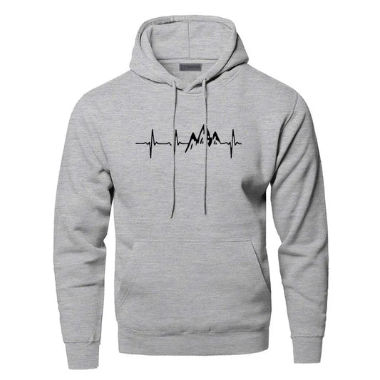 Men's Graphic Hoodie | Mountain Heartbeat Print | Midweight Fleece Pullover