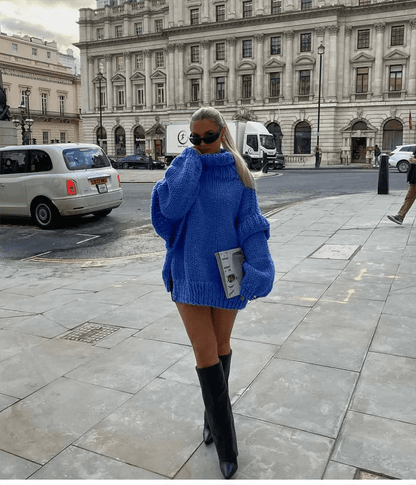 Oversized Knit Sweater Dress | Chunky Acrylic Knit | Versatile Winter Style