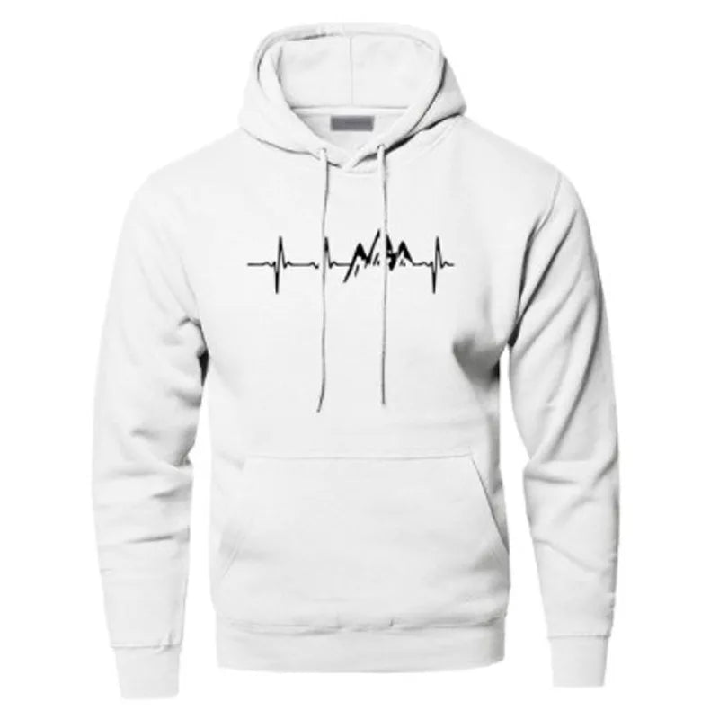 Men's Graphic Hoodie | Mountain Heartbeat Print | Midweight Fleece Pullover