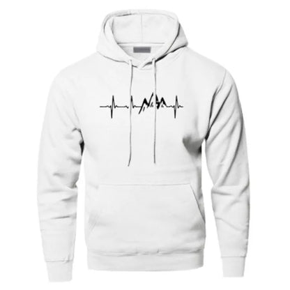 Men's Graphic Hoodie | Mountain Heartbeat Print | Midweight Fleece Pullover