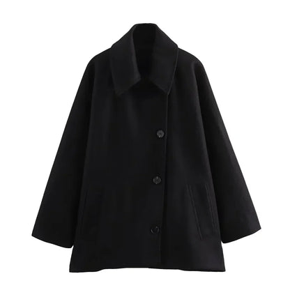 Cropped Wool Blend Peacoat | Boxy Fit | Minimalist Style