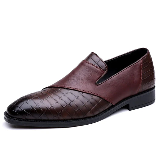 Embossed Leather Loafers | Slip-On Dress Shoes | Classic Formal Design