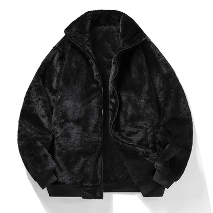 Men’s Faux Fur Jacket | Oversized Plush Fit & Ribbed Trim | Cold Weather Statement