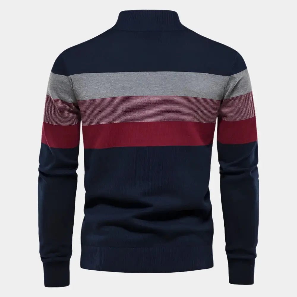 Striped Half-Zip Sweater | Casual Knit Design | Warm & Versatile | Men's Wear