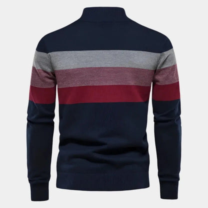 Striped Half-Zip Sweater | Casual Knit Design | Warm & Versatile | Men's Wear