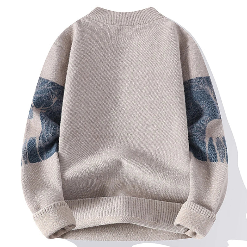 Men's Deer Pattern Knit Sweater | Soft and Warm | Casual Winter Style