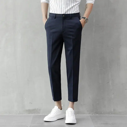 Slim Cropped Dress Pants | Stretch Waist with Tapered Leg