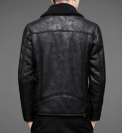 Men's Shearling Aviator Jacket | Genuine Leather | Warm Lined | Classic Flight Style