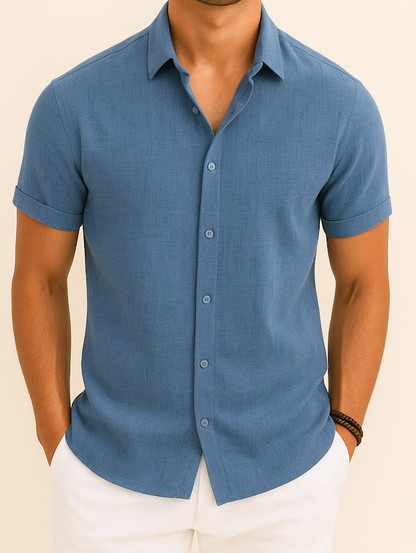 Men's Button-Up Knit Shirt | Casual Short Sleeve | Textured Summer Essential