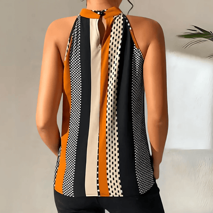 Halter Neck Printed Blouse | Keyhole Back | Silky Sleeveless Fit