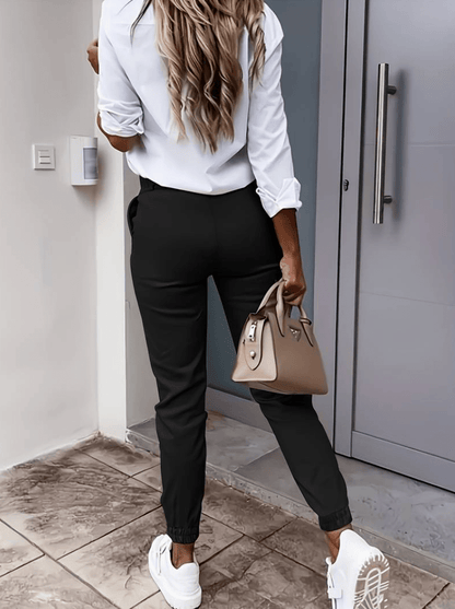High-Waisted Jogger Pants | Tapered Leg | Smart Casual Stretch