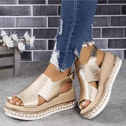 Metallic Platform Espadrille Sandals | Slingback | Cushioned Woven Sole