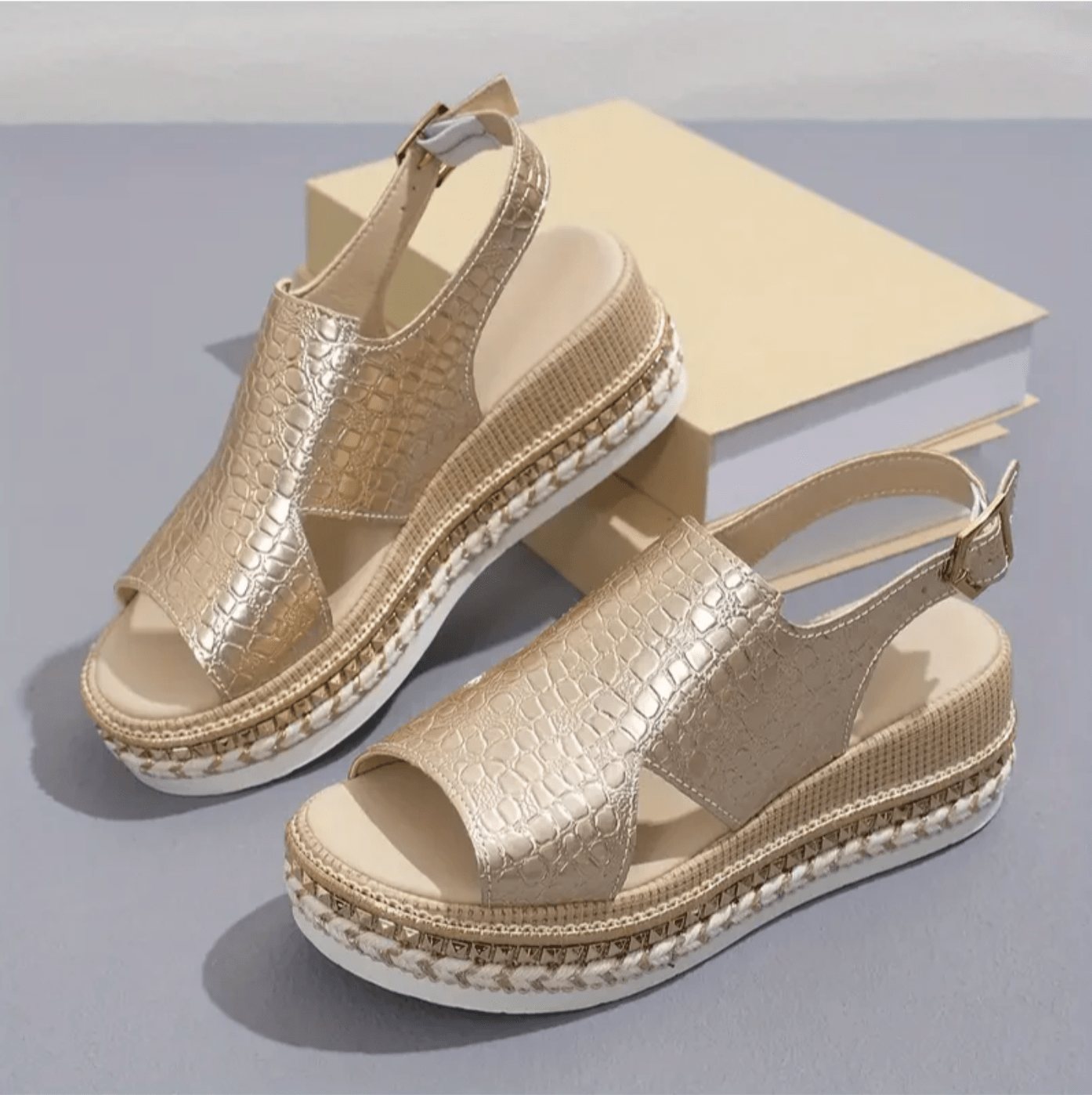 Metallic Platform Espadrille Sandals | Slingback | Cushioned Woven Sole