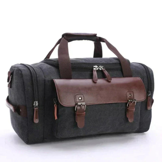 Men’s Canvas and Leather Duffel Bag | Weekend Travel Bag | Durable Carryall