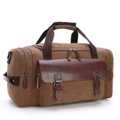 Men’s Canvas and Leather Duffel Bag | Weekend Travel Bag | Durable Carryall