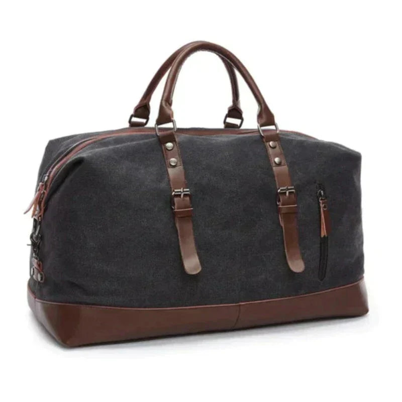 Canvas Weekender Bag | Leather Trim | Travel Carryall