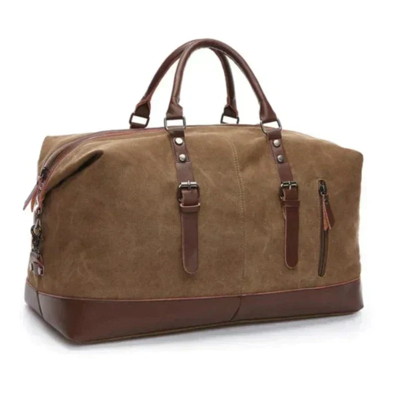 Canvas Weekender Bag | Leather Trim | Travel Carryall