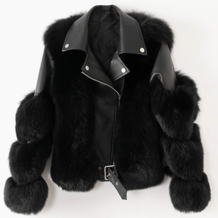 Faux Fur Biker Jacket | Luxe Layering Piece | Belted Design | Winter Glam