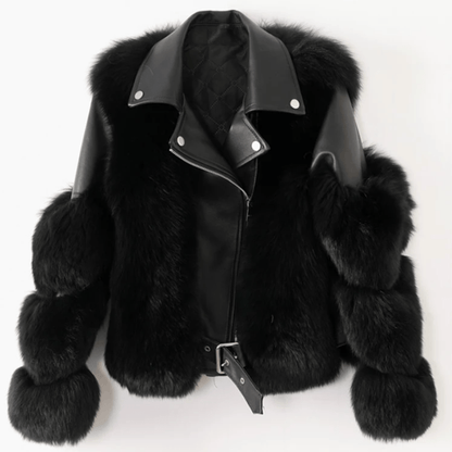 Faux Fur Biker Jacket | Luxe Layering Piece | Belted Design | Winter Glam