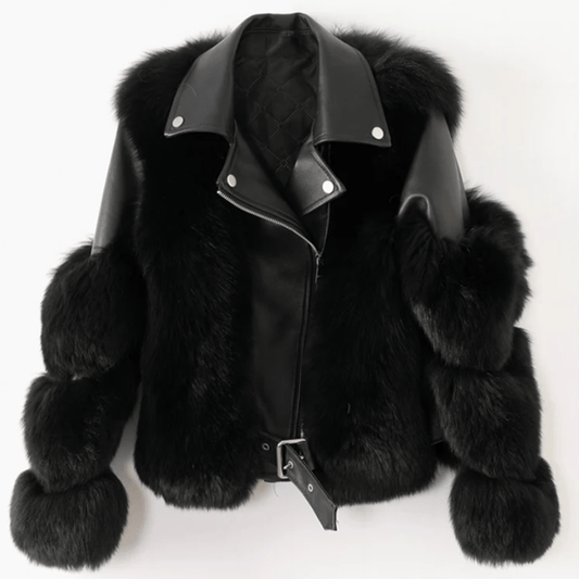 Faux Fur Biker Jacket | Luxe Layering Piece | Belted Design | Winter Glam