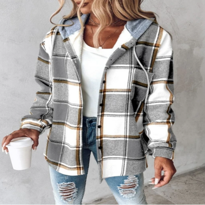 Plaid Hooded Shacket | Fleece-Lined Button-Up | Casual Fall Layer