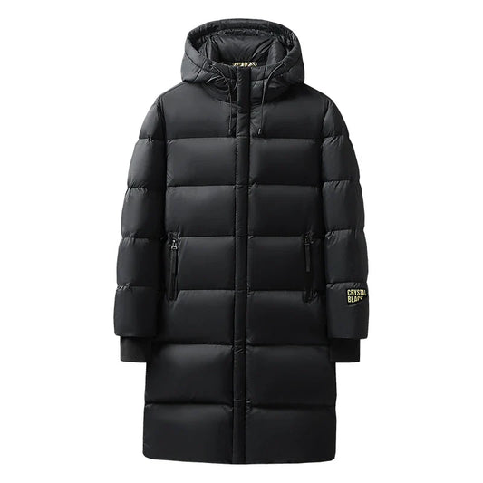 Men’s Long Down Puffer Parka | Heavyweight Winter Coat | Windproof Hooded Design