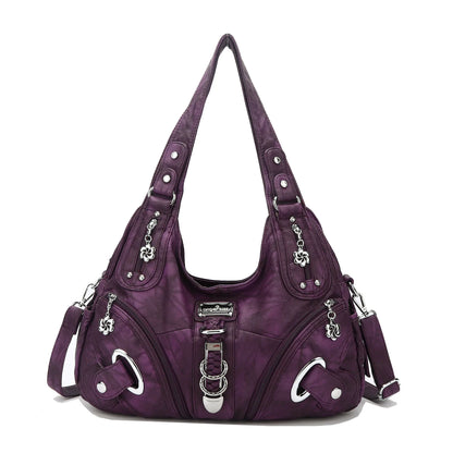 Convertible Shoulder Bag | Multi-Zip Faux Leather | Chic Carryall