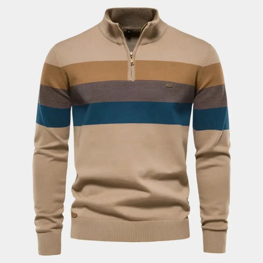 Striped Half-Zip Sweater | Casual Knit Design | Warm & Versatile | Men's Wear