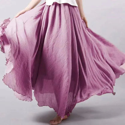 Flowy Crinkle Cotton Maxi Skirt | Elastic Waistband | Lightweight Drape