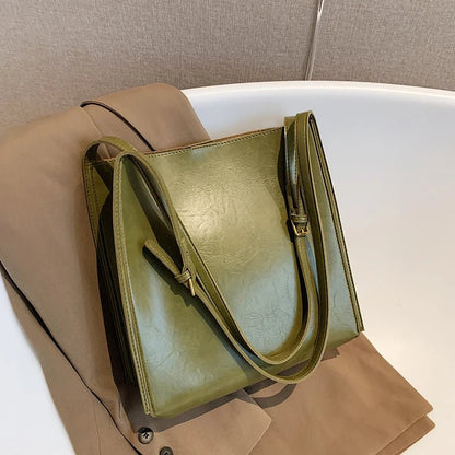 Square Everyday Tote Bag | Sleek Vegan Leather with Interior Zip Pouch