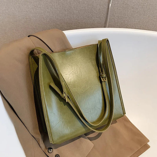 Square Everyday Tote Bag | Sleek Vegan Leather with Interior Zip Pouch