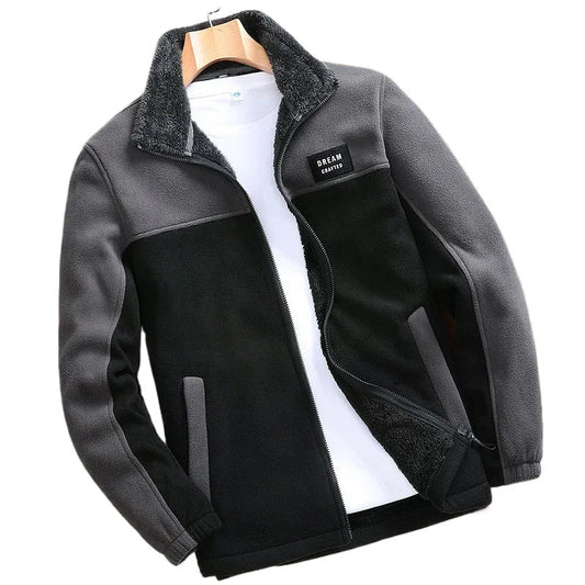 Men’s Sherpa Fleece Zip Jacket | Contrast Panels | Midweight Fall Layer