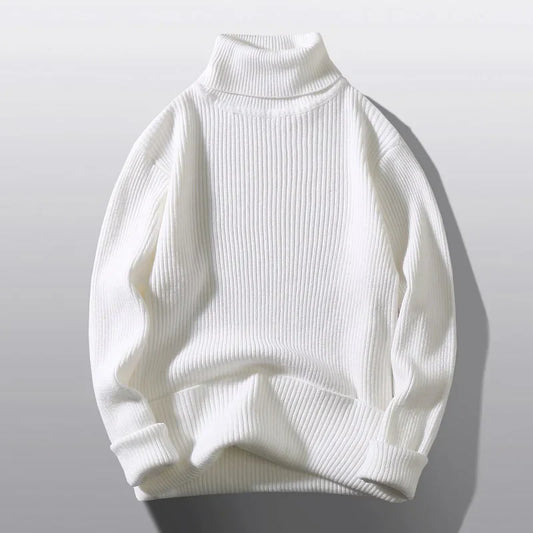 Men's Ribbed Turtleneck Sweater | Soft Knit Pullover | Minimalist Fall Layering Piece