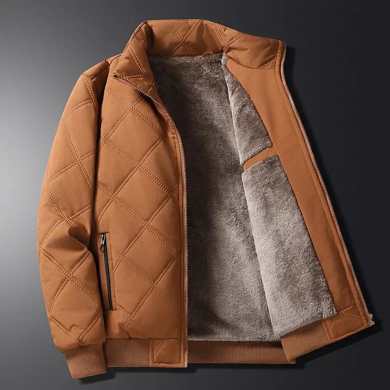 Men's Quilted Jacket | Plush Lined Interior | Warm Insulation | Winter Casual Style