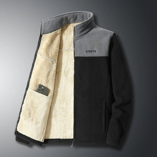 Men's Fleece Zip Jacket | Sherpa-Lined Interior | Cold Weather Casual Outerwear