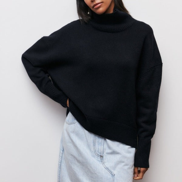 Women’s Turtleneck Knit Sweater | Relaxed Fit Pullover | Soft Ribbed Cold-Weather Essential