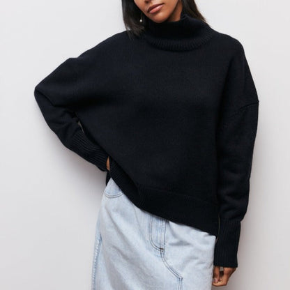 Women’s Turtleneck Knit Sweater | Relaxed Fit Pullover | Soft Ribbed Cold-Weather Essential
