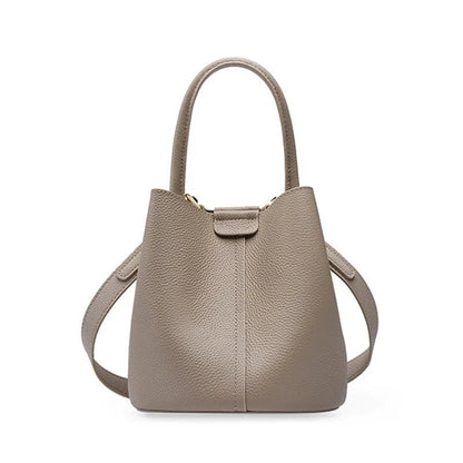 Minimalist Leather Bucket Bag | Compact Crossbody with Interior Pouch